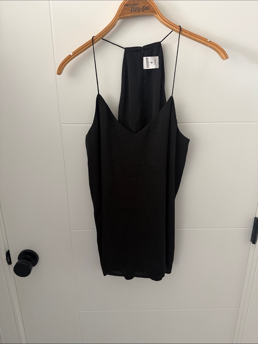 Express Black Satin V-Neck Slip top size medium